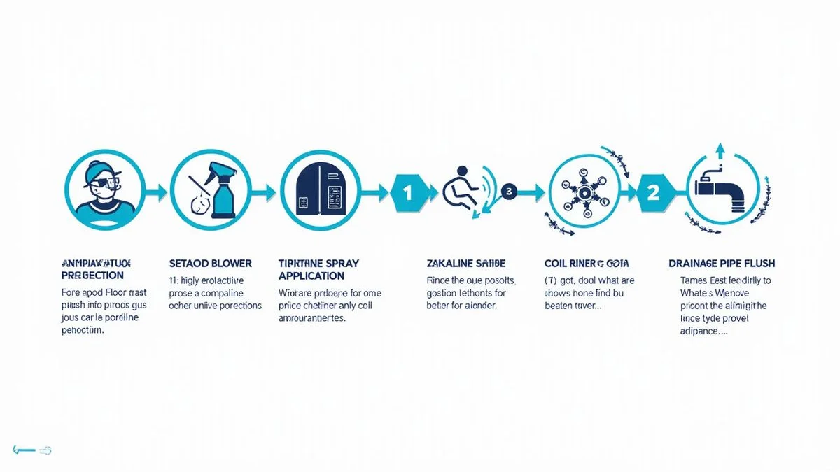 Annotated illustration of the chemical wash steps from canvas setup to final rinse