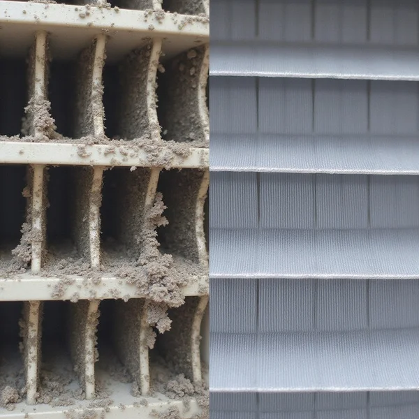 Aircond coil before and after chemical wash