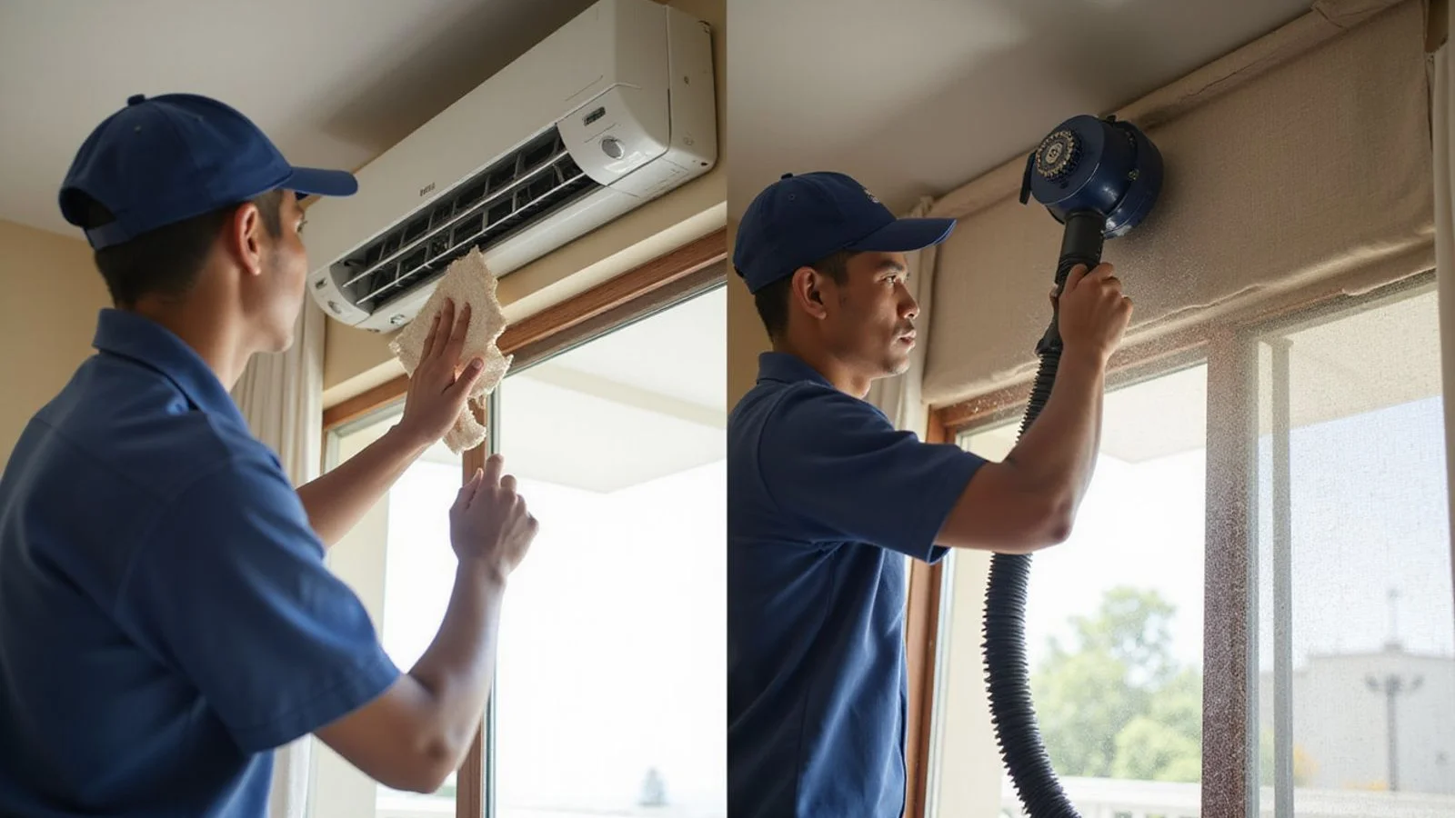 Side-by-side comparison of routine aircond service vs chemical wash
